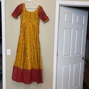Yellow and red floor length dress